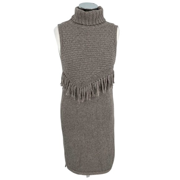 Nomad Morgan Carper Sleeveless Fringe Turtleneck Sweater Dress Gray Size Small - Picture 1 of 13